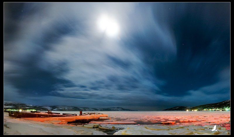 магадан, нагаево, нагаевская бухта, ночь, луна, небо, облака, охотское море Кто не видел Нагаевской бухты? #2 фото превью