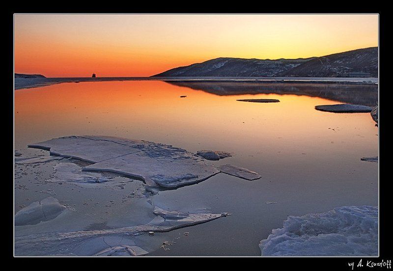 магадан, бухта нагаево, охотское, море, лед, закат Безмятежность... фото превью