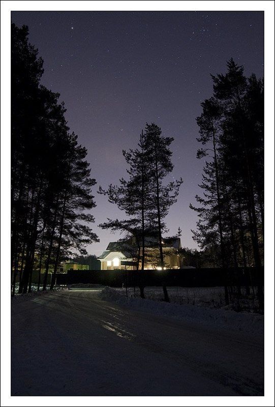 звезды,дом,снег,ночь,зима, мороз Звездная-морозная фото превью