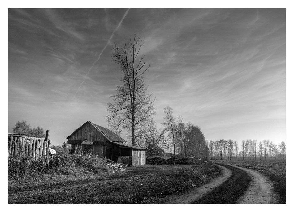 село, дом, забор, осень, ноябрь, Александр Дубовицкий