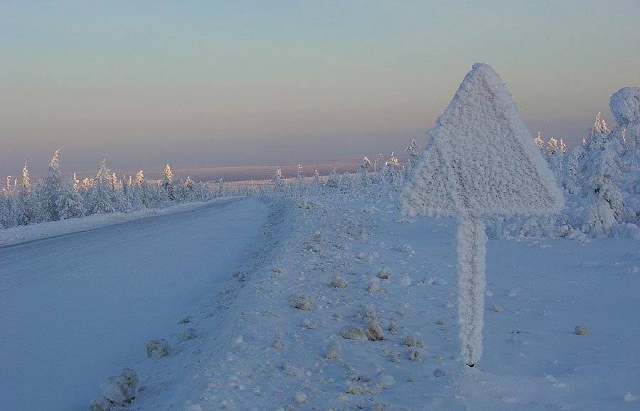 знак,дорога,зима,заполярье, Солодухин Виктор