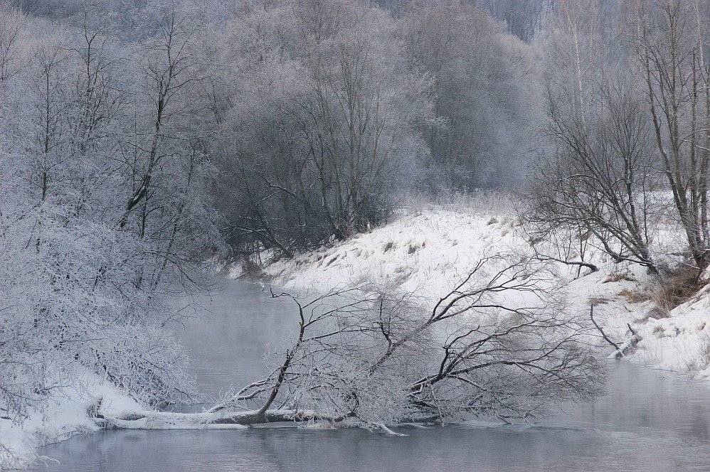 зима, река, истра, иней, мороз, вечер, Kaiser Sozo
