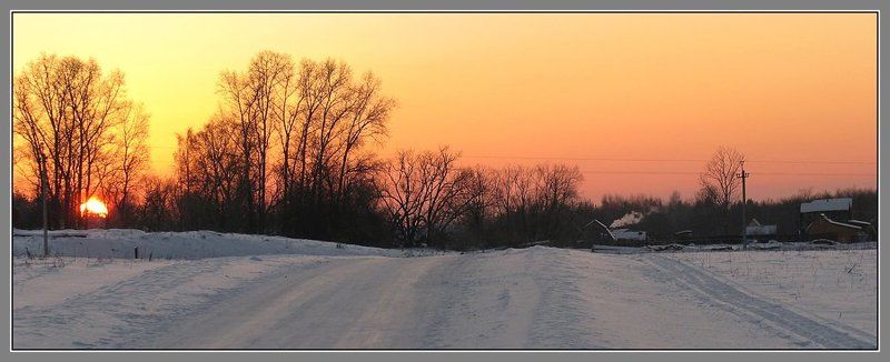 деревня, зима, закат Закатная фото превью