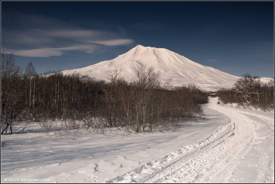 зима,дорога,вулкан,козельский,снег,лес,камчатка, Александр Лицис
