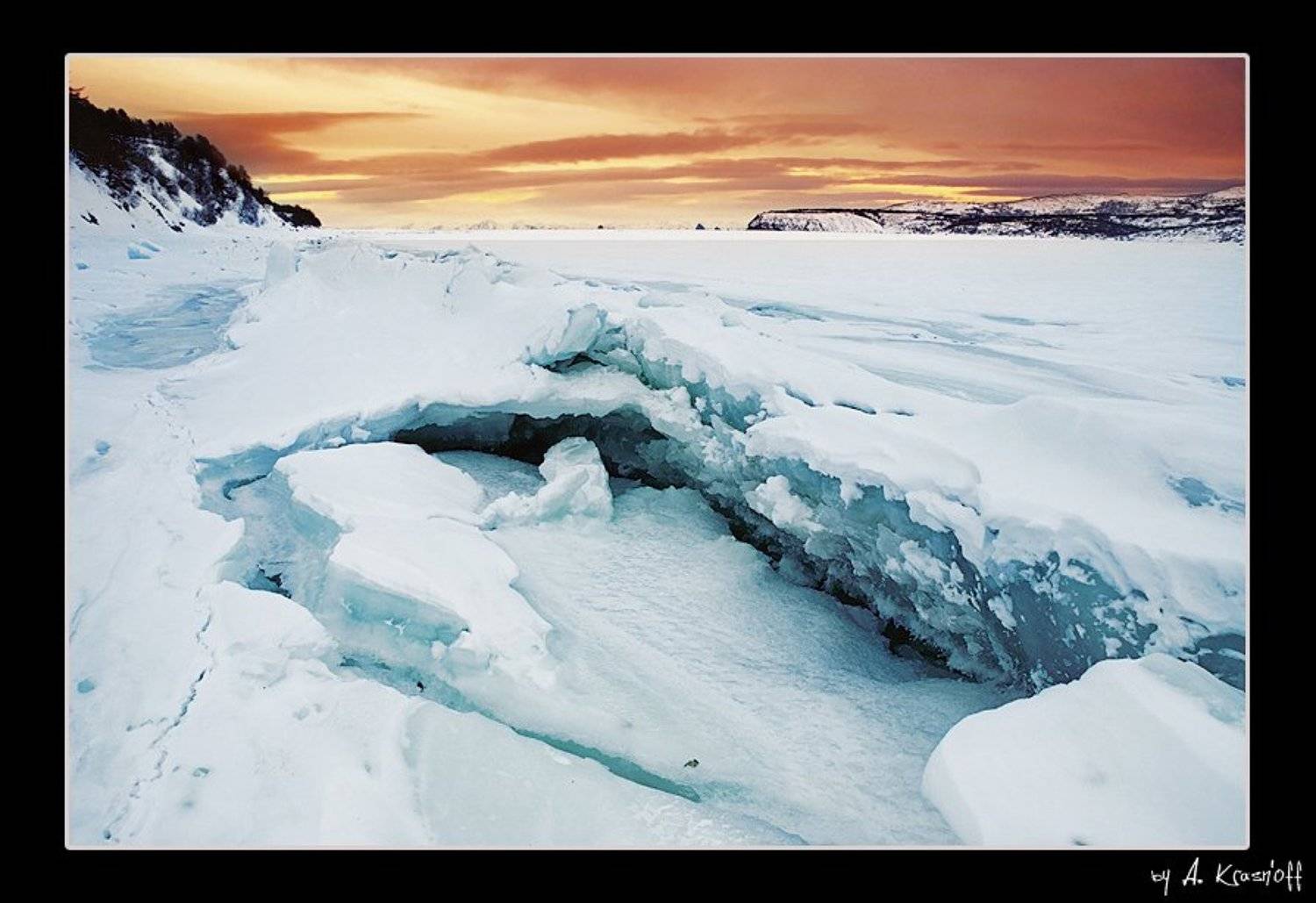 магадан, охотское, море, лед, закат, A.Krasnoff