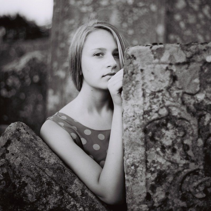 девушка, портрет, чб  фото превью