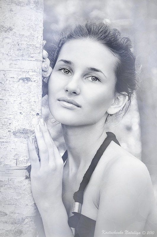 чб, девушка, портрет  фото превью