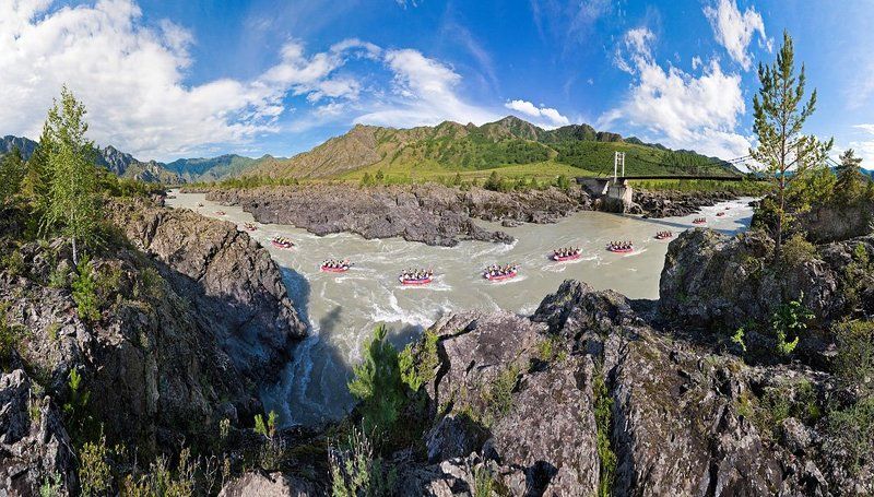 рафт, сплав, река, горы, алтай  фото превью