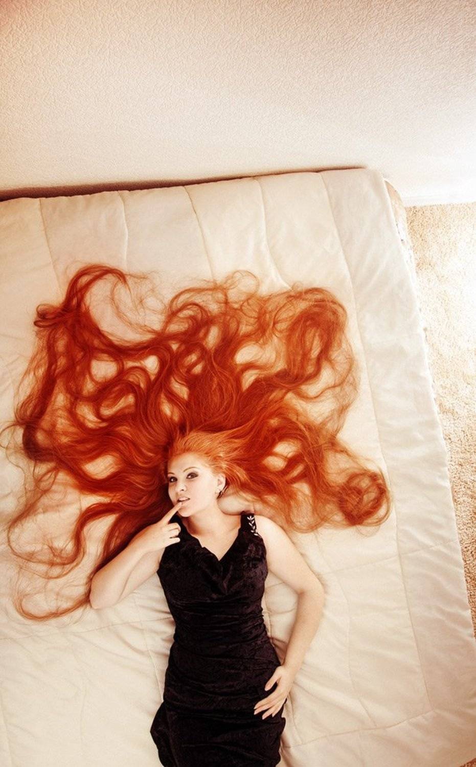 девушка, портрет, сверху, волосы, Павел Рыженков