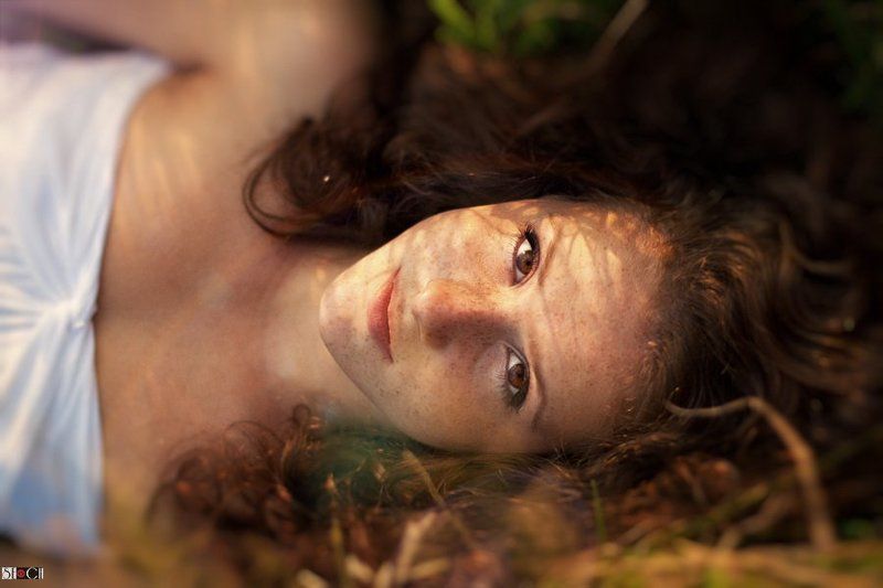 портрет, рыжая, улица, лето, природа  фото превью