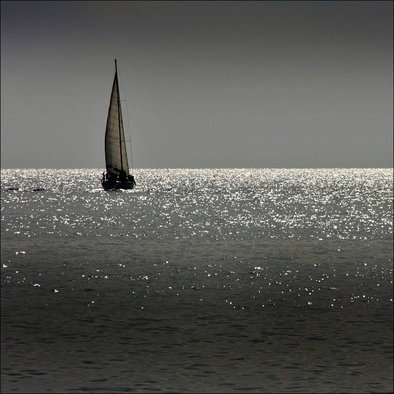 вечер, море, парус, Тарасов Алексей