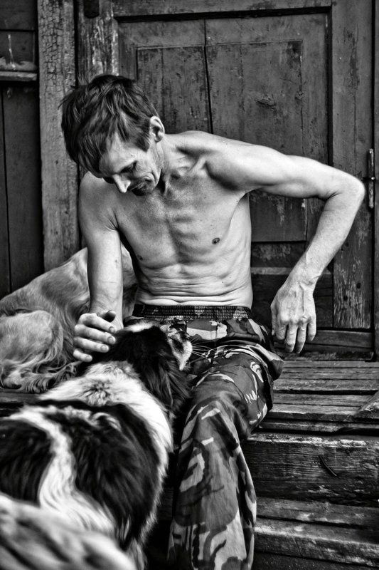 друг, собака, человек  фото превью