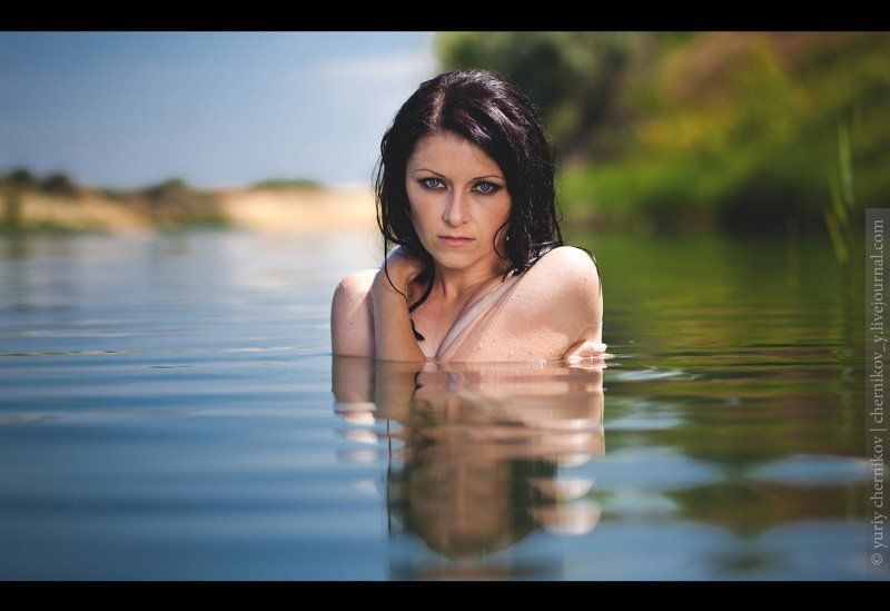 вода, лето, модель, портрет  фото превью