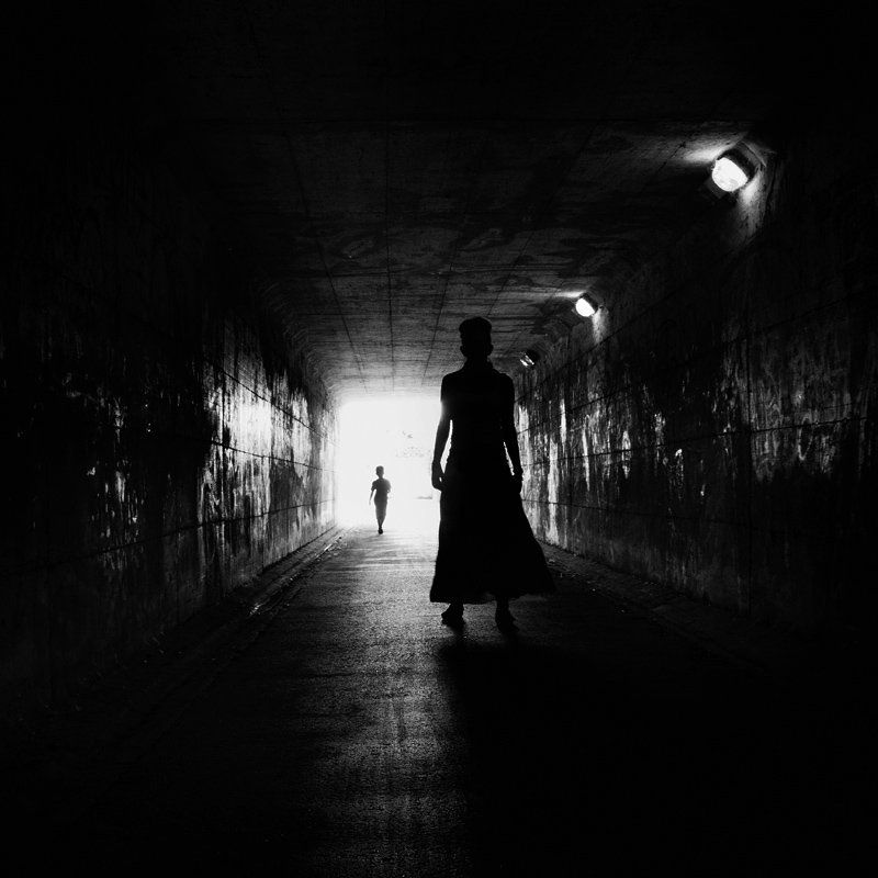 bw, tunel, light, krusev, siluets  фото превью