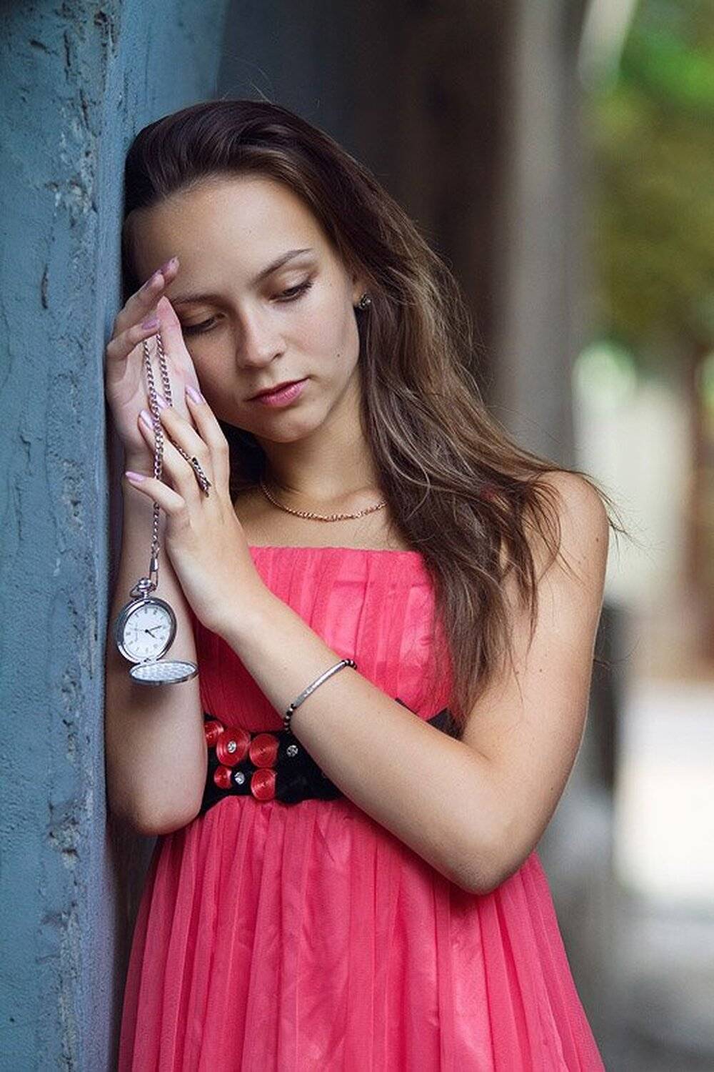 портрет, часы, девушка, Никита