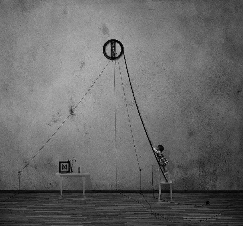 clock, watch, chair, table, flower, child, girls, ladder, Caras Ionut