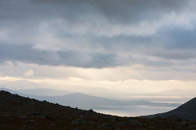 кольский, мончетундра, горы, хибины, вечер, дождь, озеро, большая, имандра  фото превью