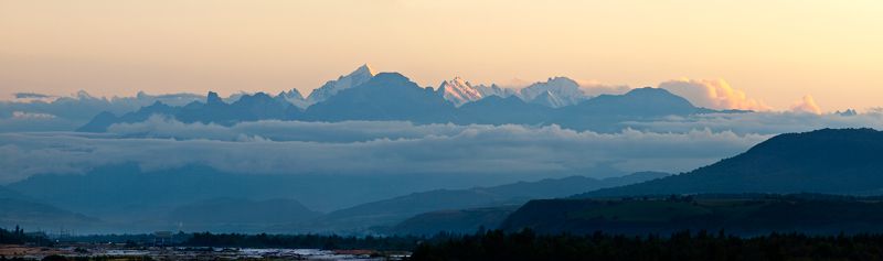 облака, горы, главный кавказский хребет, кбр  фото превью