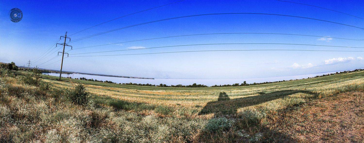 Днепр, река, берег, пейзаж, Никополь, вода, водохранилище, поле, панорама, небо, зелень, , Simplici_mortE