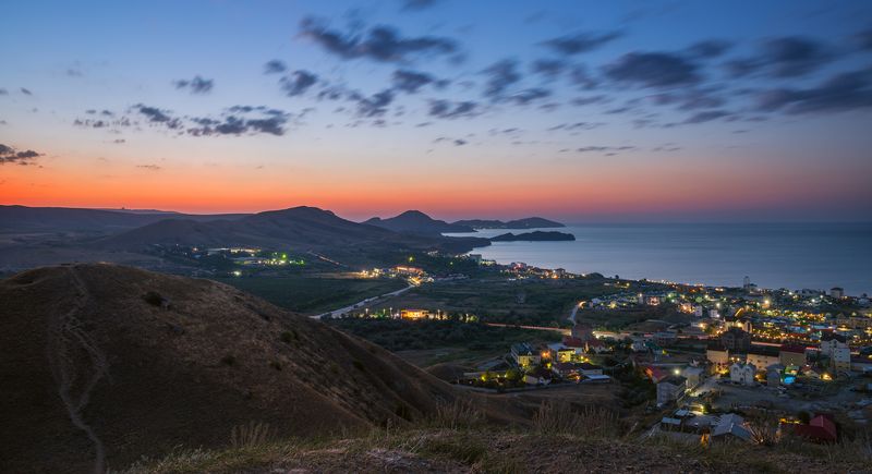 рассвет, сумерки, море, горы, коктебель И дождавшись рожденья зари, акварель разольётся вдали фото превью
