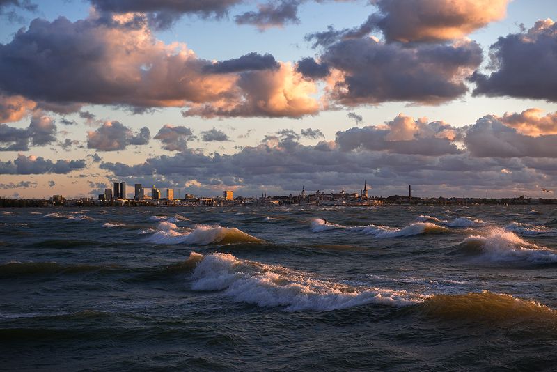 пейзаж, таллин, эстония, море, закат, путешествия Таллин фото превью