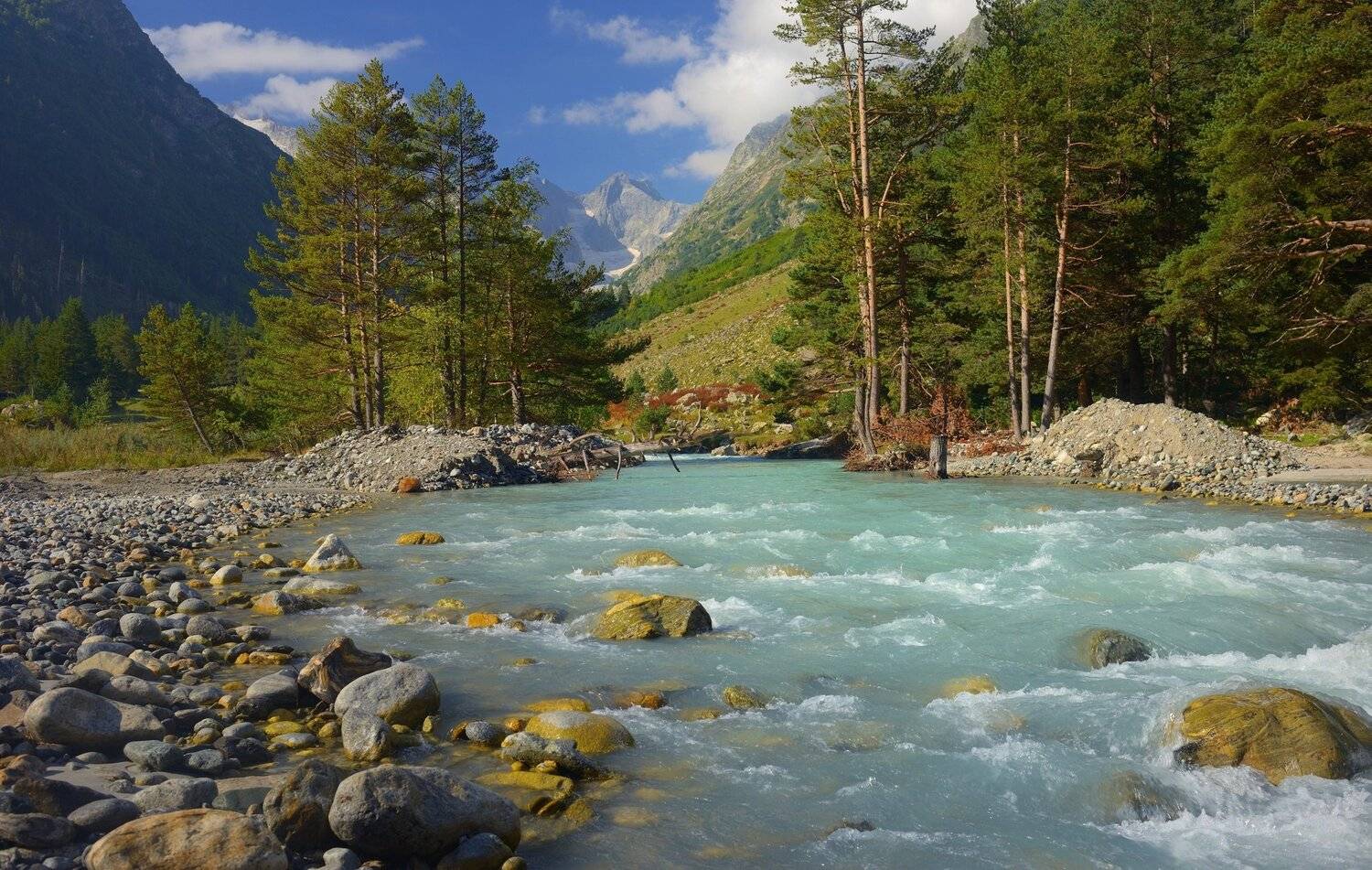 горы лето река утро гондарай, Александр Жарников