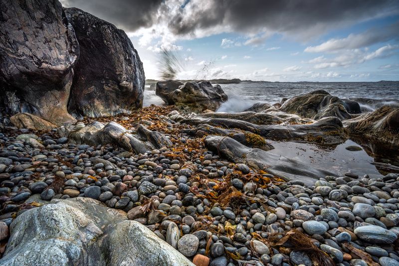 nisi filers, seascape, landscape, nature, stones, sunset, nikon, beach, norway, splash, long exposure Splash фото превью