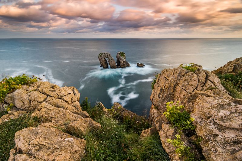 испания, океан, рассвет Playa de La Arnía фото превью