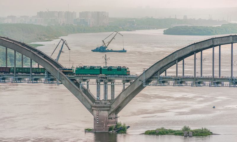 жд, железная дорога, поезд, россия,  пейзаж, skrylov, skrylov_official, электровоз, сартаковский мост, поезд, грузовой, ока, нижний новгород *** фото превью