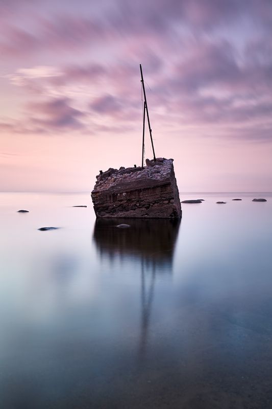 минимализм, финский залив, закат Отшельник фото превью