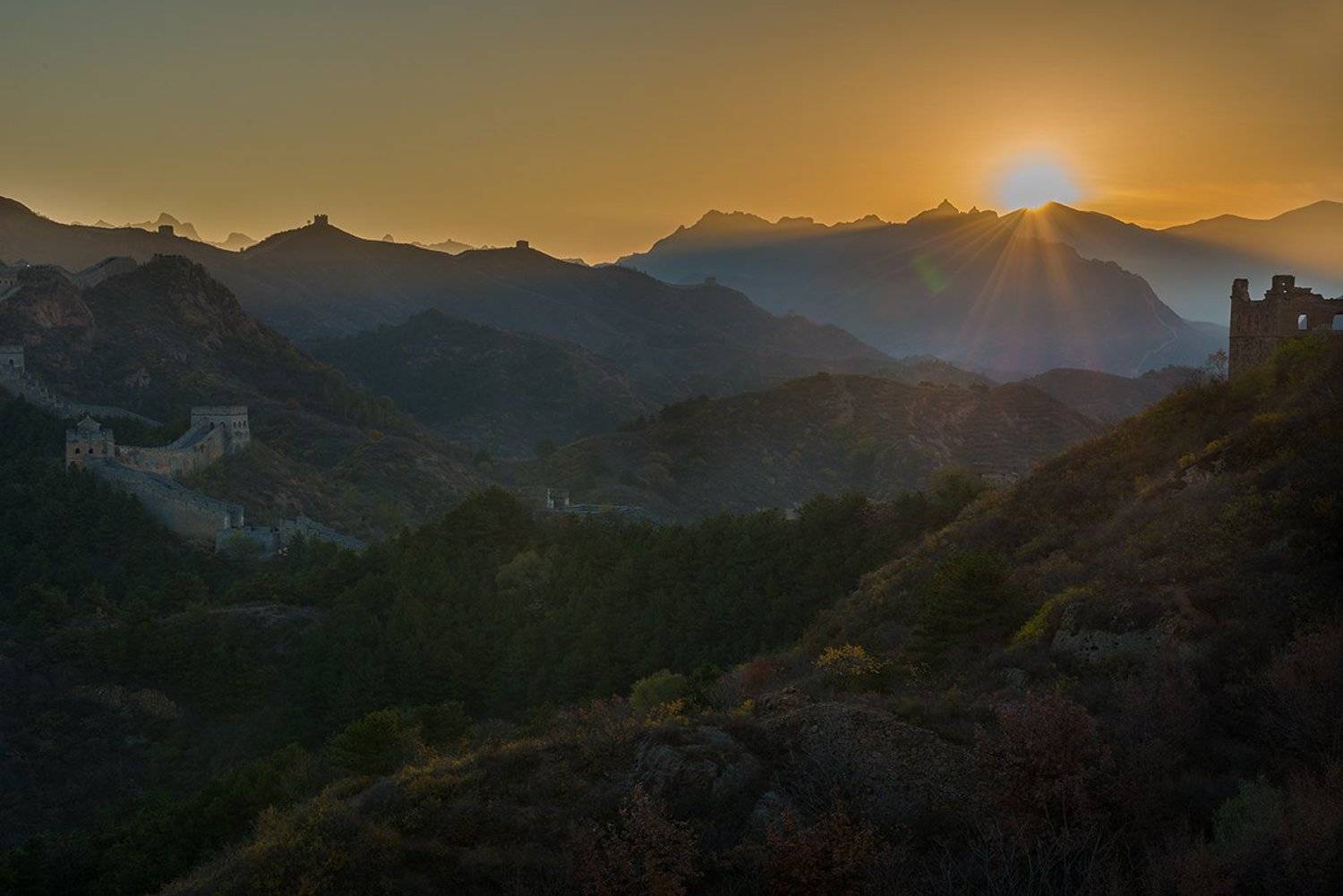 пейзаж, восход, китайская стена, китай, путешествия, Светлана Кужагалиева