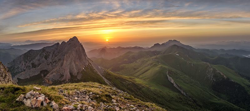 закат, большой тхач, малый тхач, асбестная, горы, пейзаж, рассвет, кавказ, адыгея, радуга, ачешбоки, На закате фото превью
