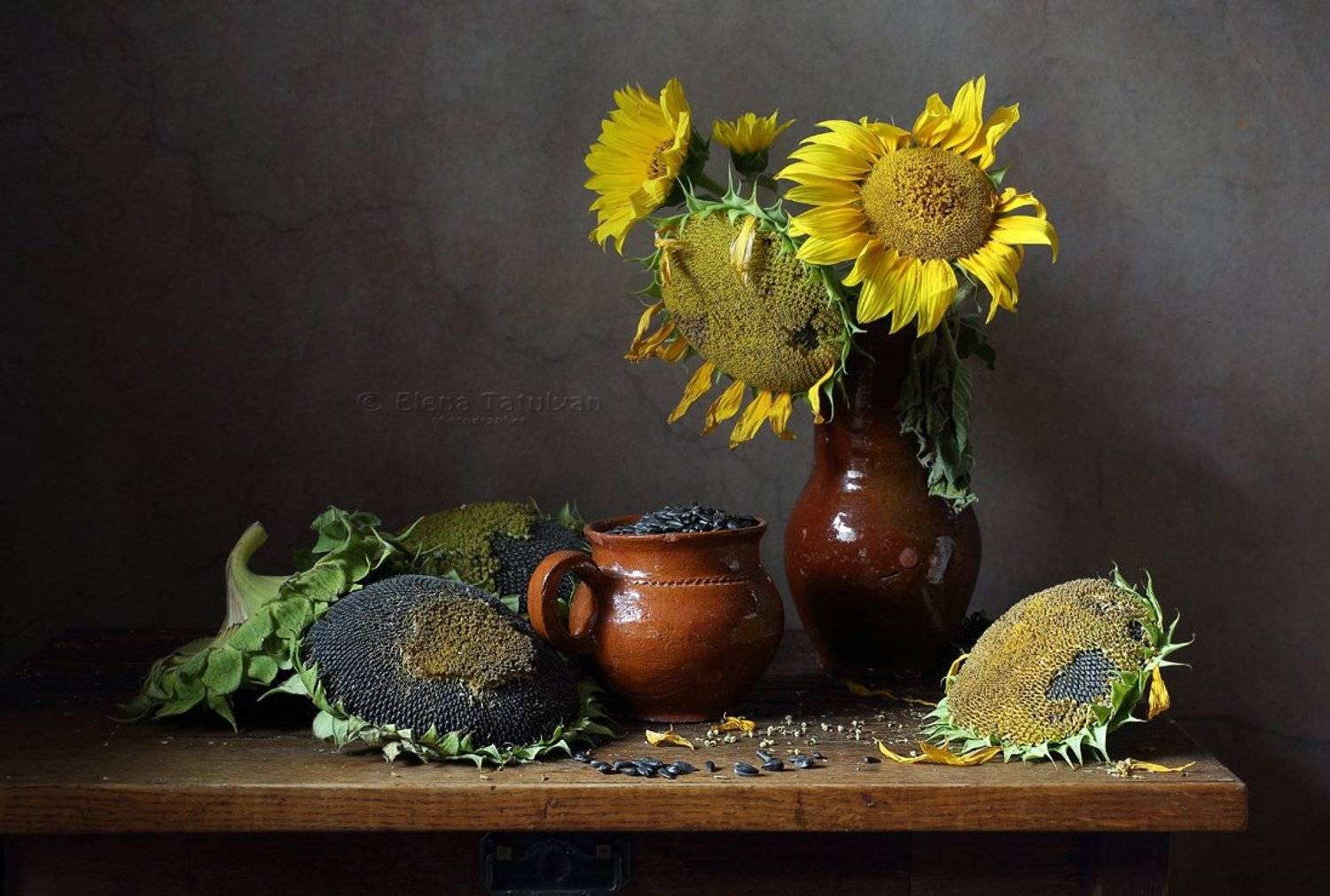 подсолнухи, семечки, керамика, Елена Татульян