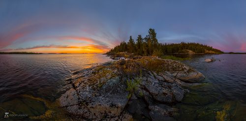 Заря над шхерами Ладоги.