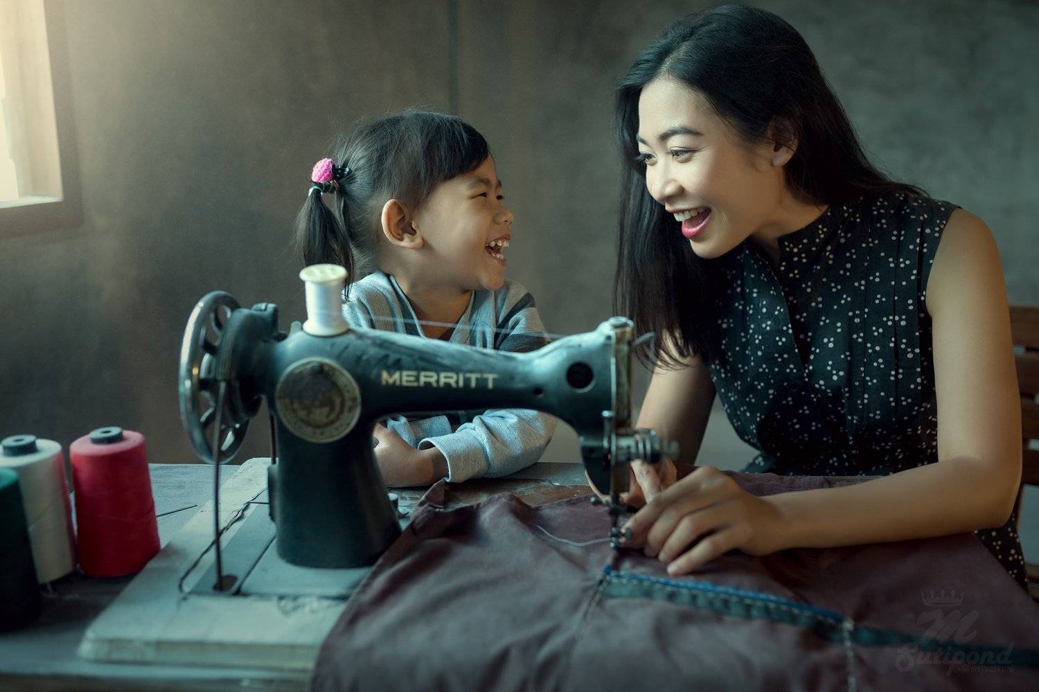 portrait,mother,daughter,cheerfuy,happiness,, SUTIPORN SOMNAM