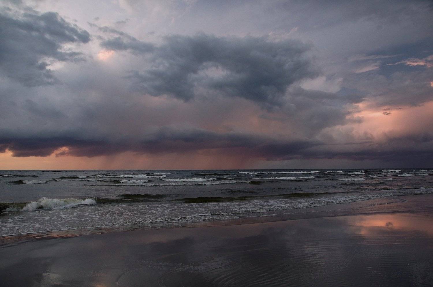 beach, sea, shore, bright, sun, pink, sunset, horizon, storm, cloud, bay, weather, atmosphere, summer, evening, Сергей Андреевич
