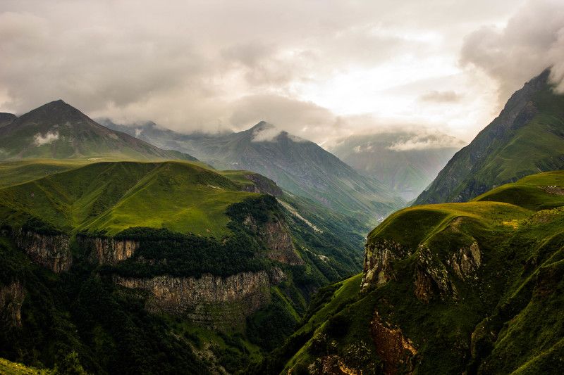 пейзаж, горы, склоны, высота, грузия, кавказ, landscape, nature, лето Кавказские горы фото превью