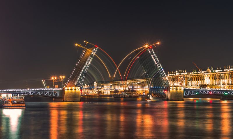 питер, ночь лето, нева, эрмитаж, дворцовый, мост *** фото превью