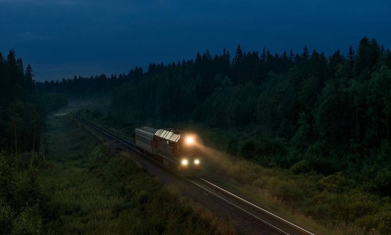 жд, железная дорога, поезд, россия,  пейзаж, skrylov, skrylov_official,  валдай, новгородская область, вечер, лето, тепловоз, пассажирский поезд *** фото превью