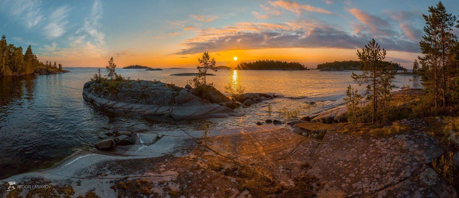 ладожское озеро, карелия, шхеры, лето, берег, фототур, остров, путешествие, плавание, вода, рассвет, скалы, берег, небо, облака, бухта, залив., Лашков Фёдор