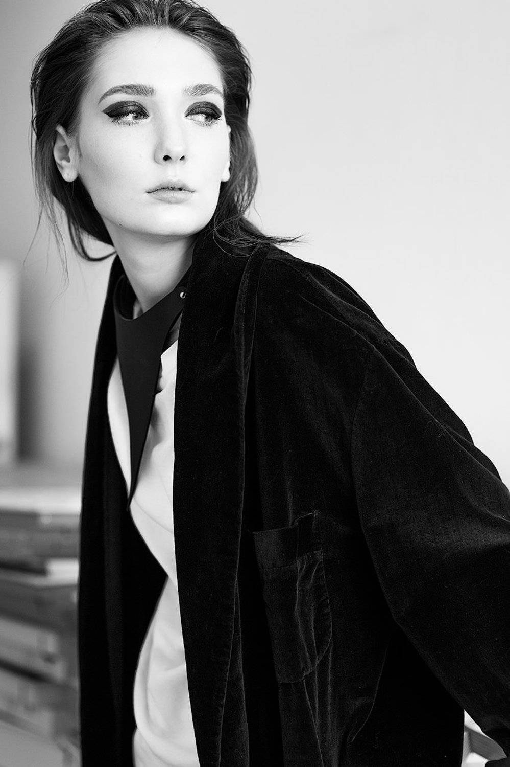 одежда, девушка, макияж, красивая, модель, чб, Дарья Комарова