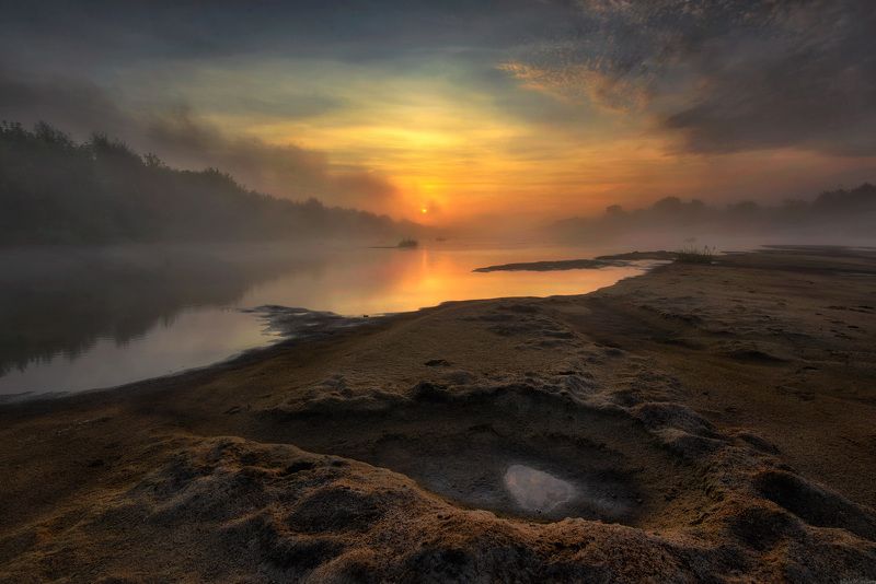 пейзаж утро небо река / Утро на реке / фото превью