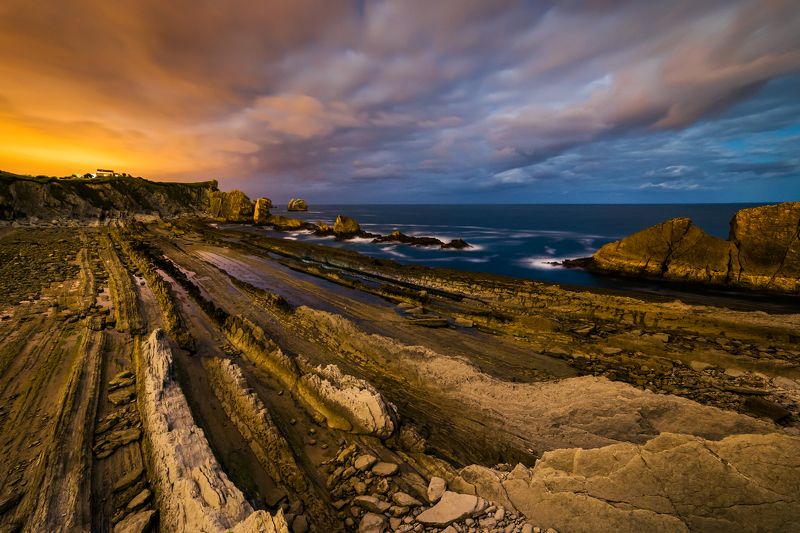 испания, океан, ночь Playa de La Arnía фото превью