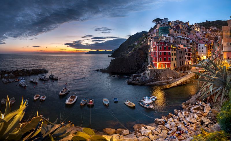italy, liguria, landscape, sunset, Riomaggiore фото превью