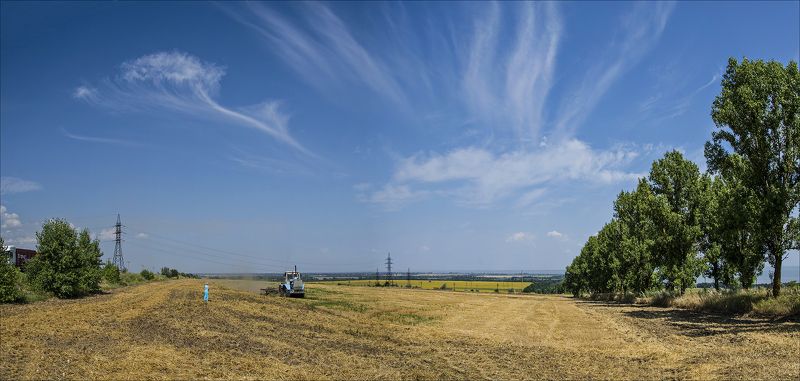 лето, июль, пашня, небо, облака Голубые акценты лета фото превью