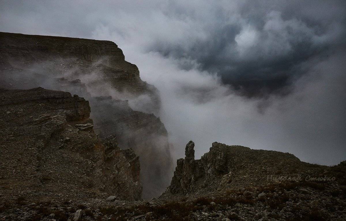 кавказ, горы, канжол, плато, облака, Николай Стюбко