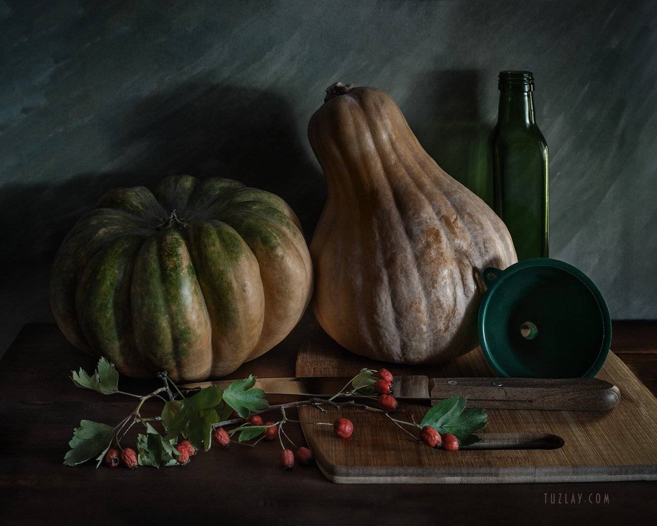 тыква, осень, боярышник, тыквы, бутылёк, кухонный нож, Владимир Тузлай