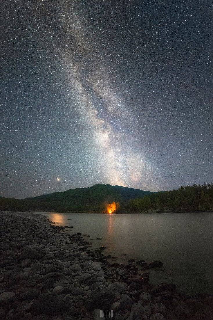 алтай, млечный путь, ночь, звезды, река,, Дмитрий Доронин