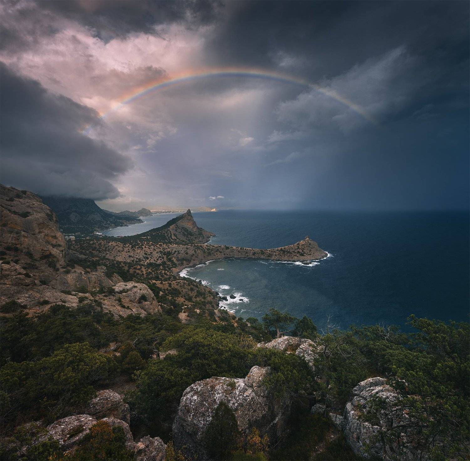 крым, новый свет, пейзаж, шторм, радуга, осень, Александр Трашин