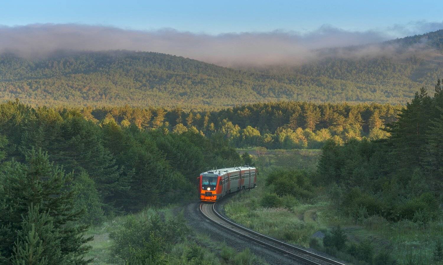 жд, железная дорога, поезд, россия,  пейзаж, skrylov, skrylov_official,  кыштым, челябинская область. кордон липиниха, утро, туман, лето ра2, рельсовый автобус, юужд, Сергей Крылов